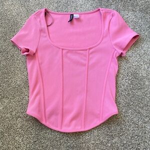 Divided Pink Scoop-Neck Short Sleeve Tee